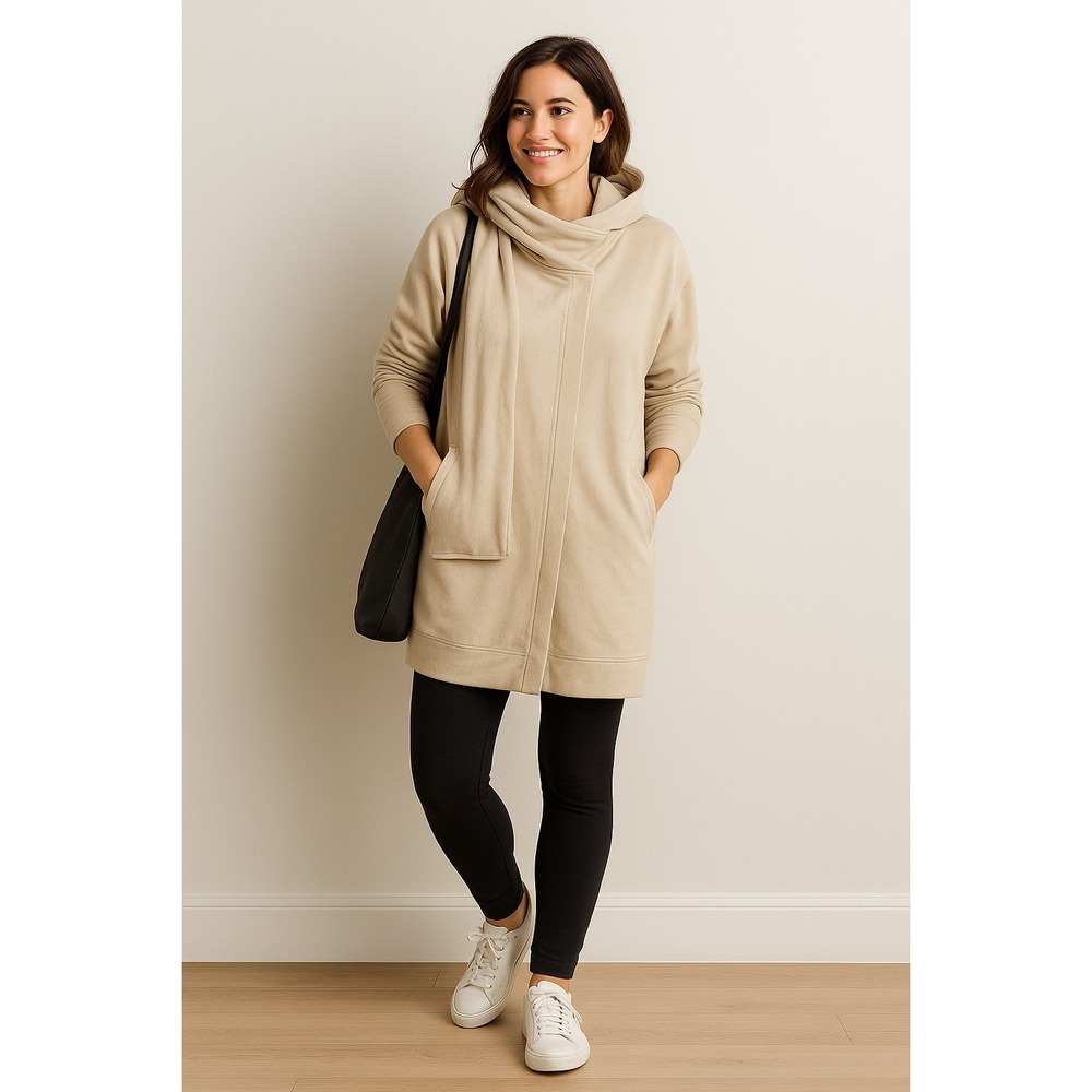 Soft Surroundings Go Lively Travel Wrap Jacket Buff Beige NWT M 10 French Terry‎